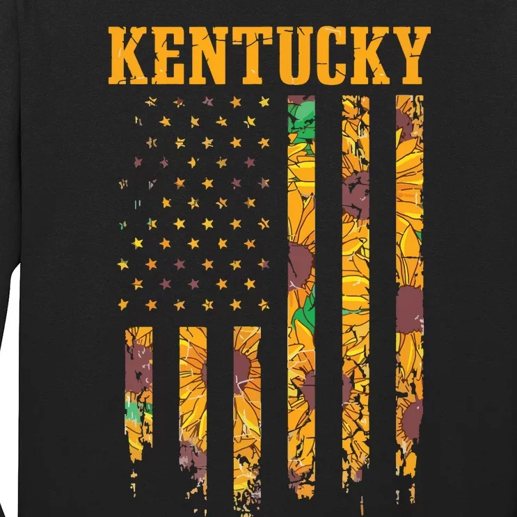 Sunflower American Flag Kentucky 4th Of July Ky Long Sleeve Shirt