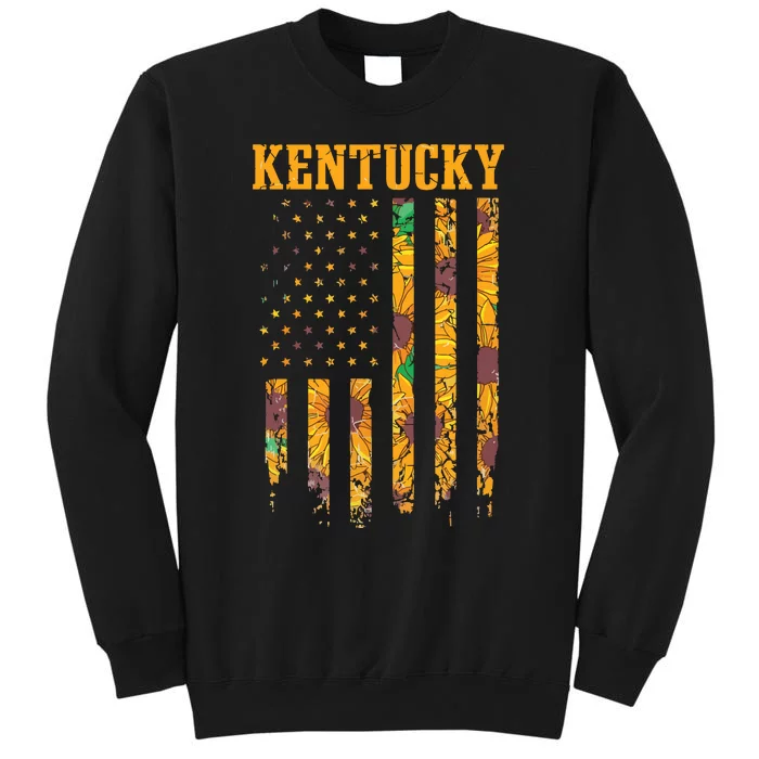 Sunflower American Flag Kentucky 4th Of July Ky Tall Sweatshirt