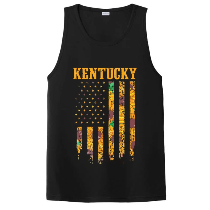 Sunflower American Flag Kentucky 4th Of July Ky Performance Tank