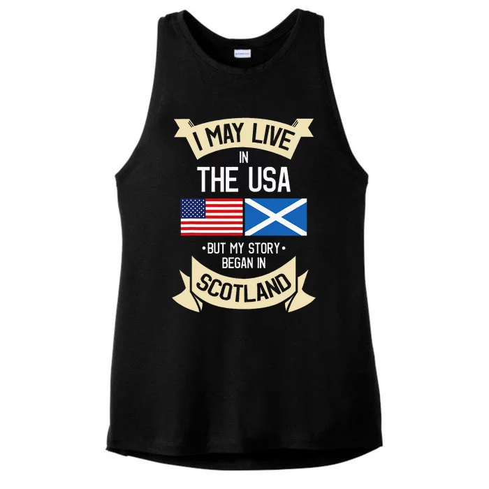 Scotland American Flag Usa Scottish Roots Gifts Ladies Tri-Blend Wicking Tank