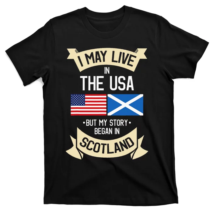 Scotland American Flag Usa Scottish Roots Gifts T-Shirt