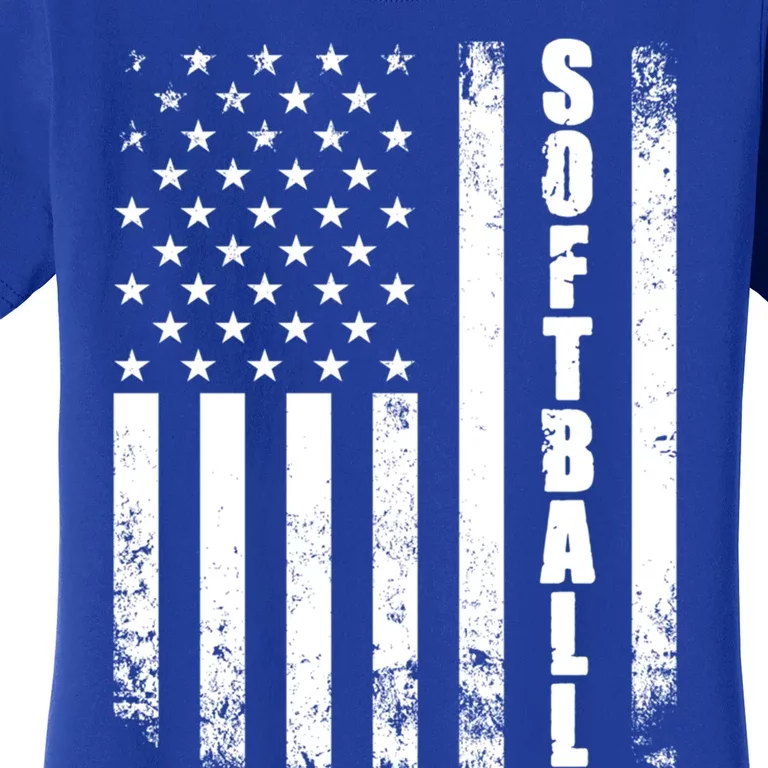 Softball American Flag Usa Sport Patriotic Softball Player Great Gift Women's T-Shirt