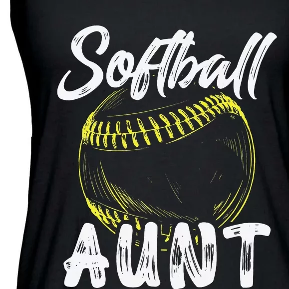 Softball Aunt For  Family Matching Players Mothers Day Ladies Essential Flowy Tank