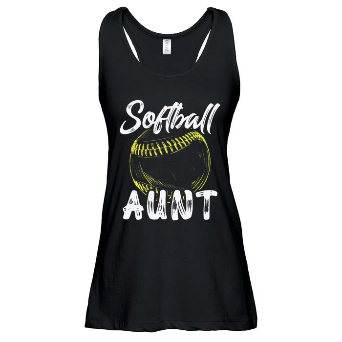 Softball Aunt For  Family Matching Players Mothers Day Ladies Essential Flowy Tank