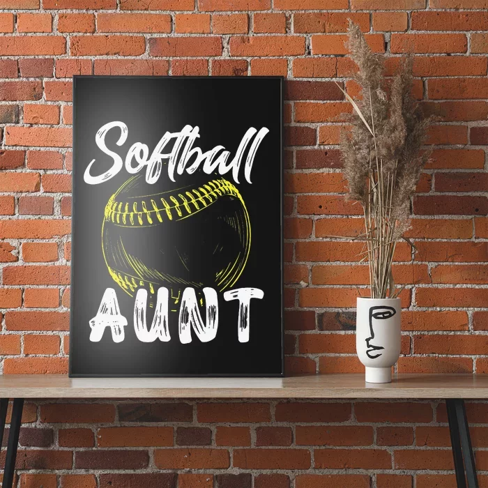 Softball Aunt For  Family Matching Players Mothers Day Poster