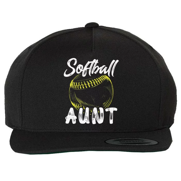 Softball Aunt For  Family Matching Players Mothers Day Wool Snapback Cap