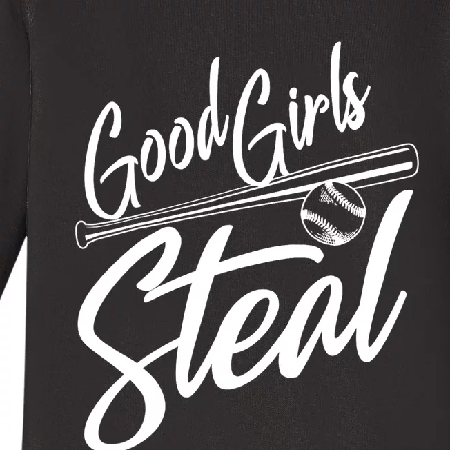 Softball Art For Women Good Steal Baseball Pitcher Baby Long Sleeve Bodysuit