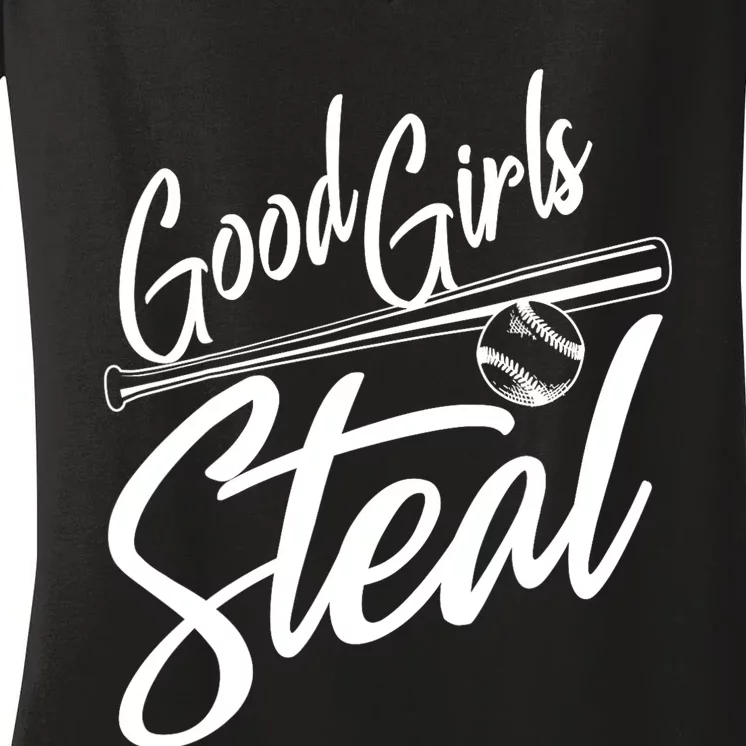 Softball Art For Women Good Steal Baseball Pitcher Women's V-Neck T-Shirt