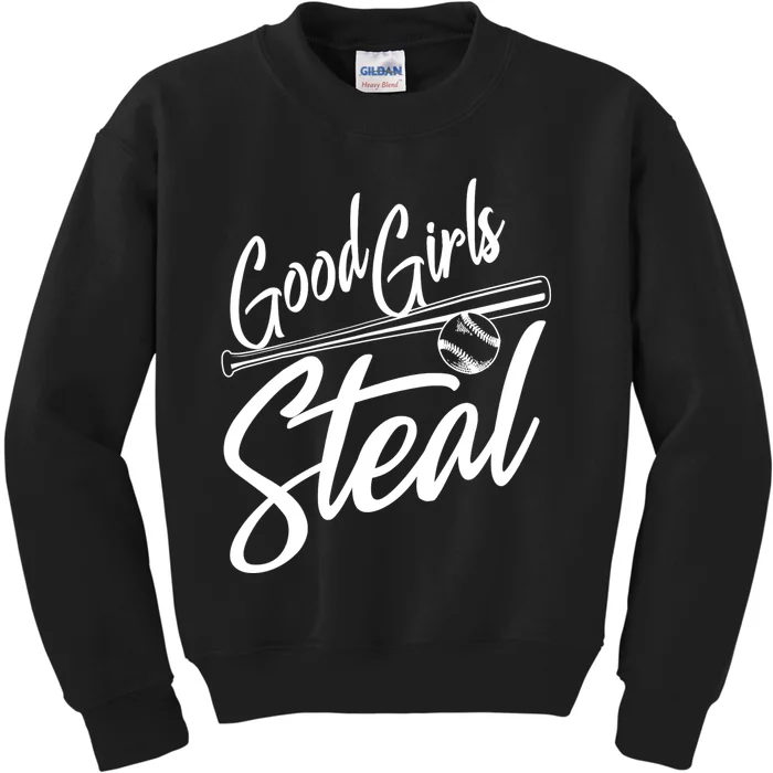 Softball Art For Women Good Steal Baseball Pitcher Kids Sweatshirt