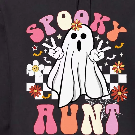 Spooky Aunt Floral Ghost Hippie Halloween Spooky Family Premium Hoodie