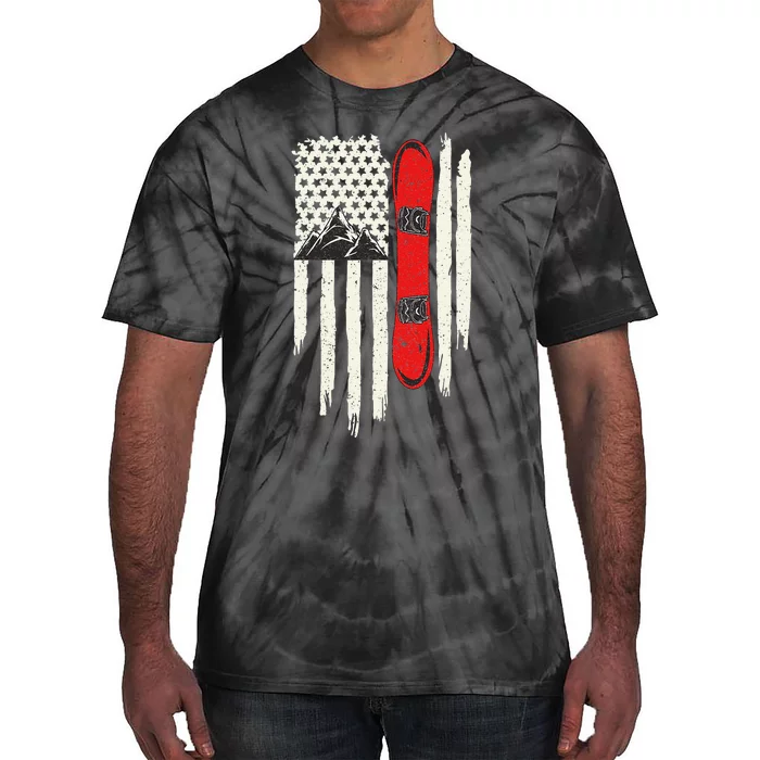 Snowboard American Flag Winter Sports Alpine Snowboarding Tie-Dye T-Shirt