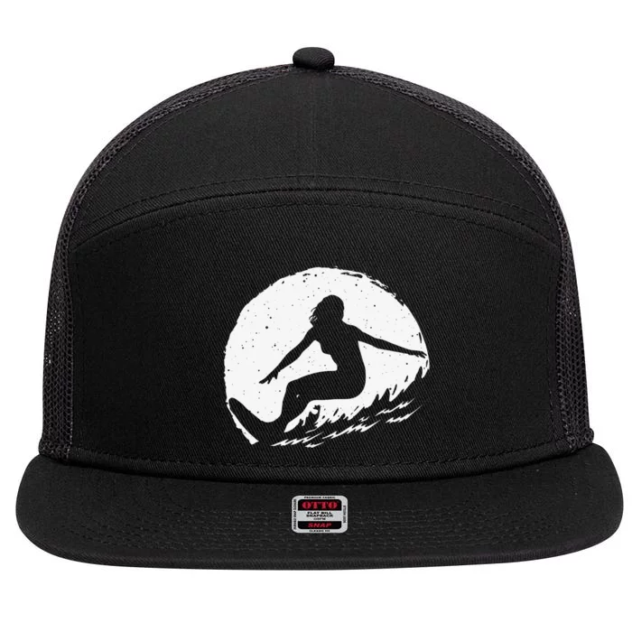 Surf Art For  Beach Surfer Hawaiian Wave Surfing 7 Panel Mesh Trucker Snapback Hat