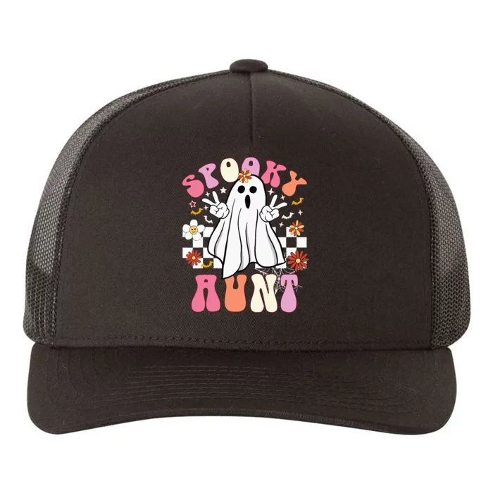 Spooky Aunt Floral Ghost Hippie Halloween Spooky Family Yupoong Adult 5-Panel Trucker Hat