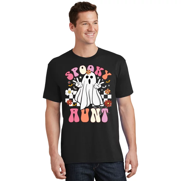 Spooky Aunt Floral Ghost Hippie Halloween Spooky Family T-Shirt