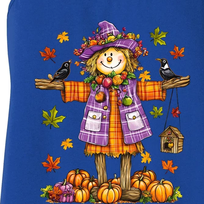 Scarecrow Autumn Fall Season Pumpkin Thanksgiving Halloween Gift Women's Racerback Tank