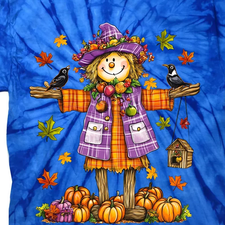 Scarecrow Autumn Fall Season Pumpkin Thanksgiving Halloween Gift Tie-Dye T-Shirt