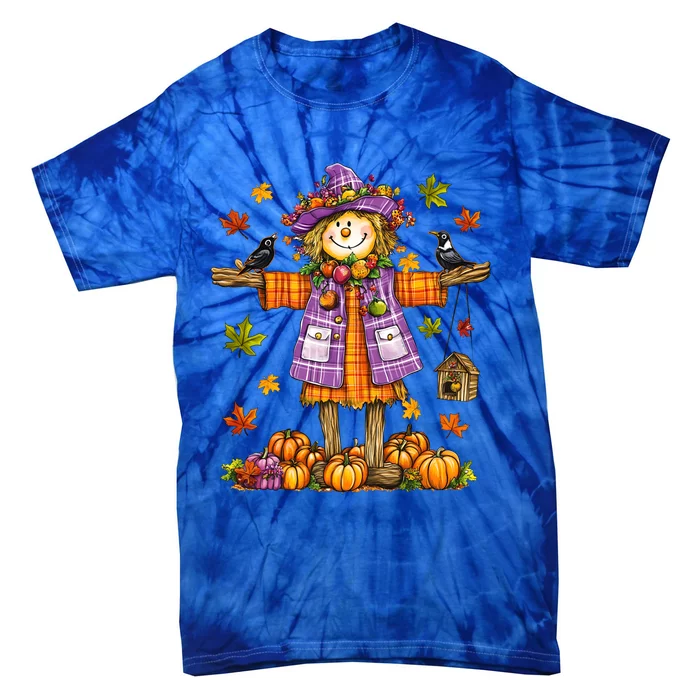 Scarecrow Autumn Fall Season Pumpkin Thanksgiving Halloween Gift Tie-Dye T-Shirt