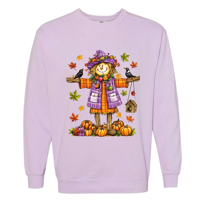 Scarecrow Autumn Fall Season Pumpkin Thanksgiving Halloween Gift Garment-Dyed Sweatshirt