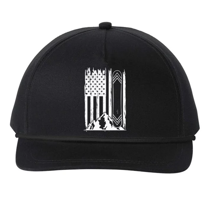 Snowboarding American Flag Snapback Five-Panel Rope Hat