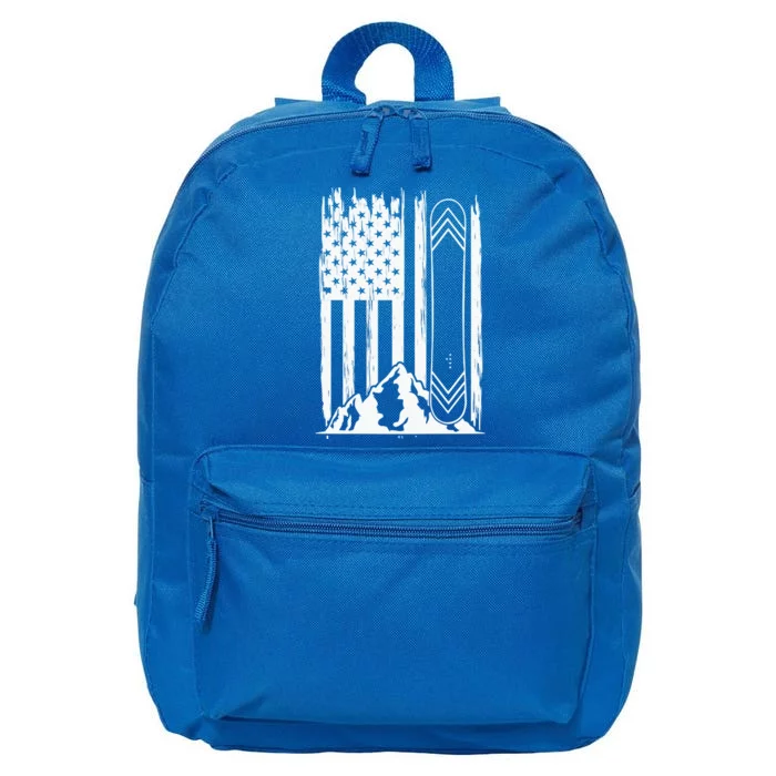 Snowboarding American Flag 16 in Basic Backpack