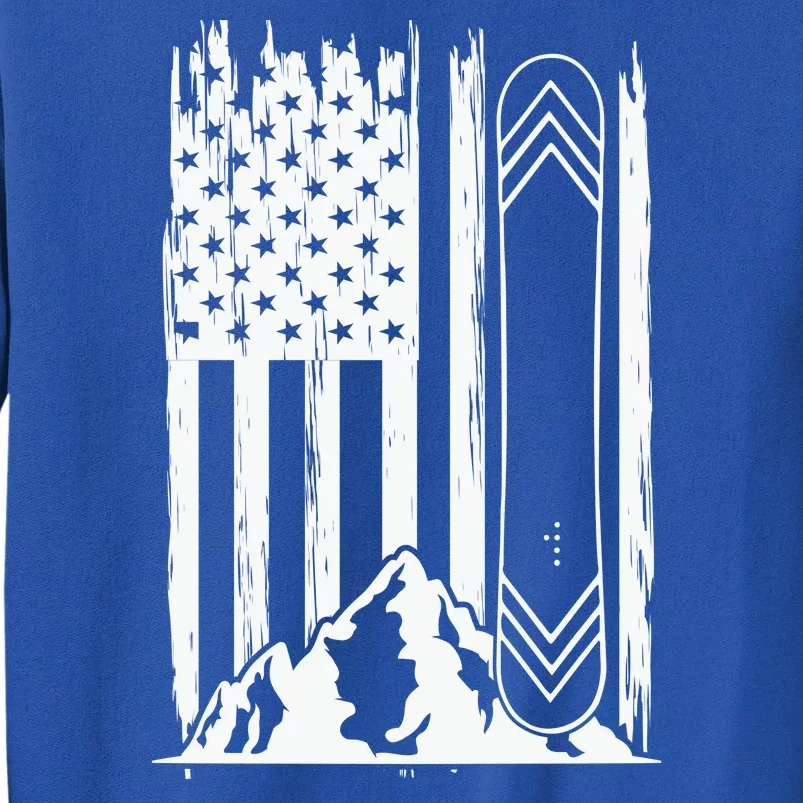 Snowboarding American Flag Tall Sweatshirt