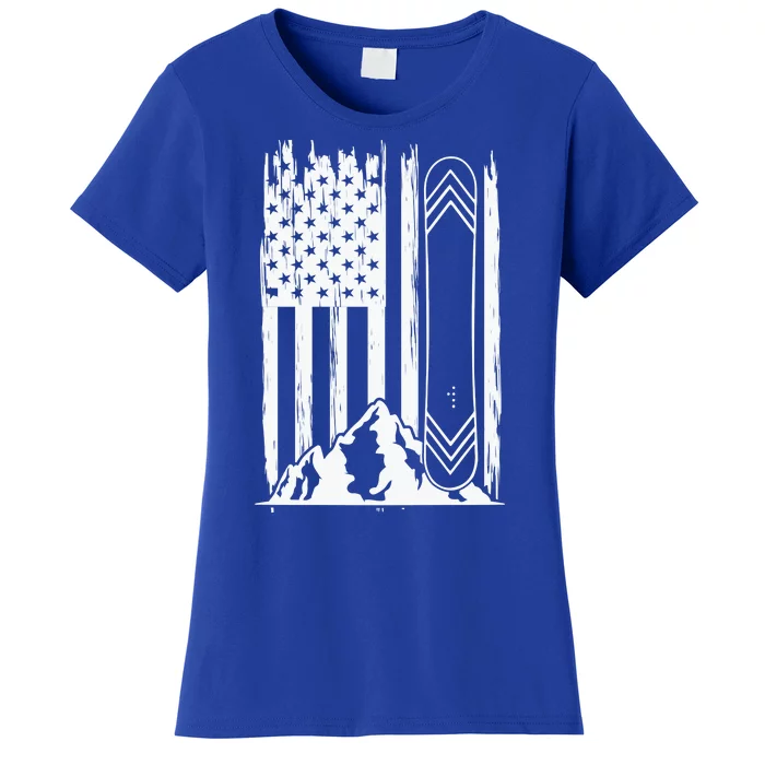 Snowboarding American Flag Women's T-Shirt