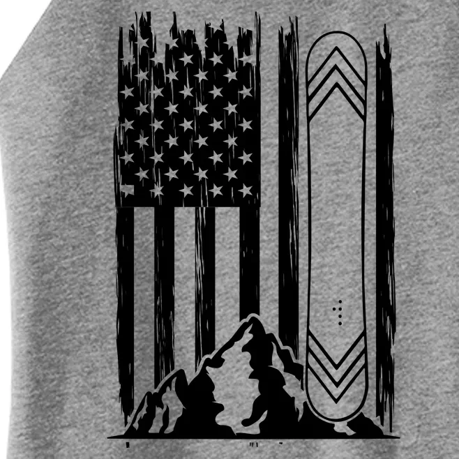 Snowboarding American Flag Women’s Perfect Tri Rocker Tank