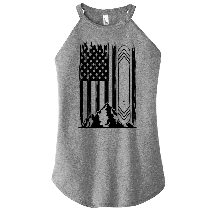 Snowboarding American Flag Women’s Perfect Tri Rocker Tank