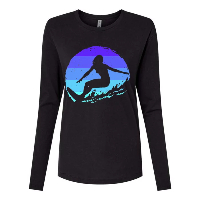 Surf Art For  Beach Surfer Hawaiian Wave Surfing Womens Cotton Relaxed Long Sleeve T-Shirt