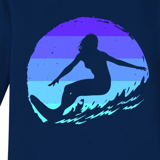 Surf Art For Women Beach Surfer Hawaiian Wave Surfing Baby Long Sleeve Bodysuit