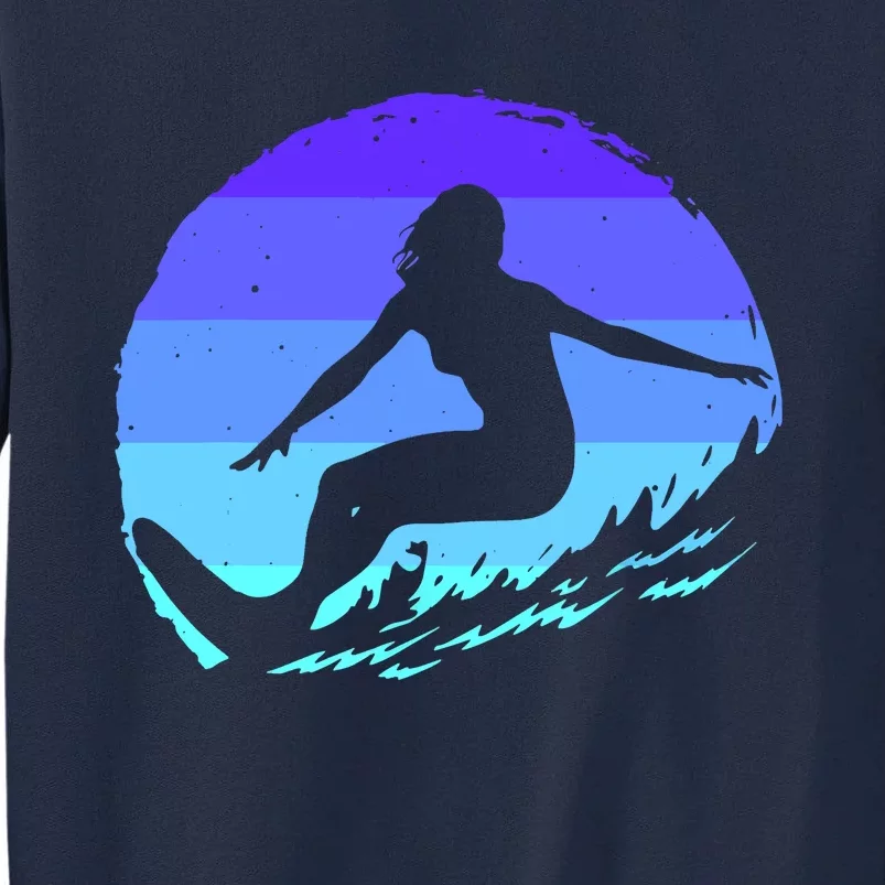 Surf Art For Women Beach Surfer Hawaiian Wave Surfing Tall Sweatshirt