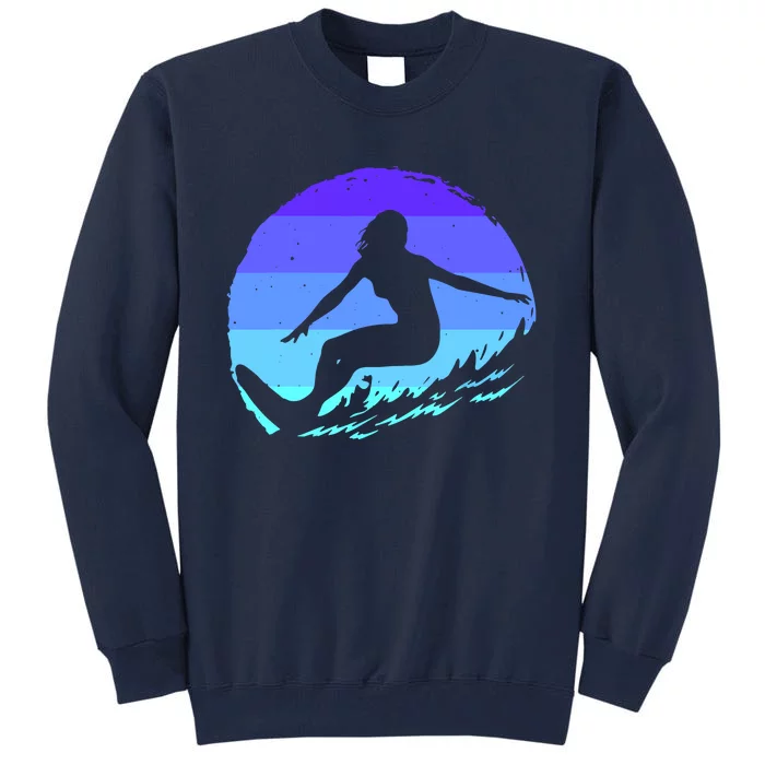 Surf Art For Women Beach Surfer Hawaiian Wave Surfing Tall Sweatshirt