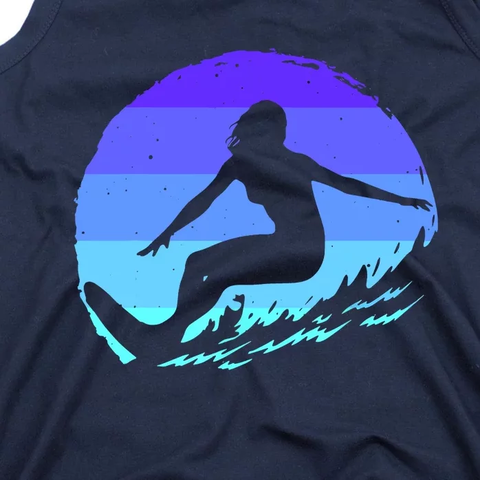 Surf Art For Women Beach Surfer Hawaiian Wave Surfing Tank Top