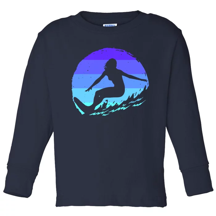 Surf Art For Women Beach Surfer Hawaiian Wave Surfing Toddler Long Sleeve Shirt