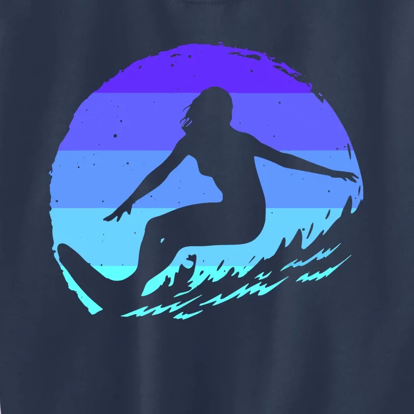 Surf Art For Women Beach Surfer Hawaiian Wave Surfing Kids Sweatshirt