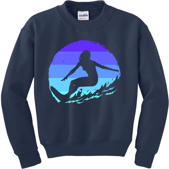 Surf Art For Women Beach Surfer Hawaiian Wave Surfing Kids Sweatshirt