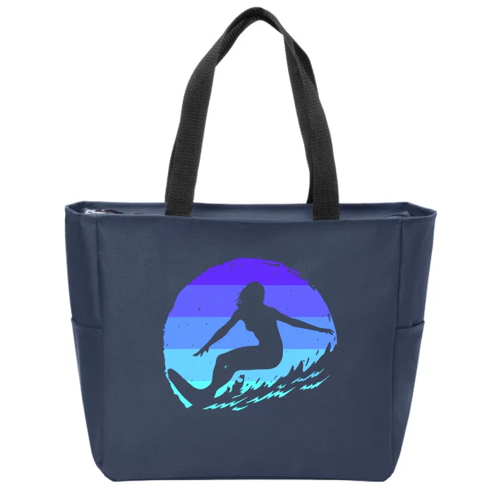 Surf Art For Women Beach Surfer Hawaiian Wave Surfing Zip Tote Bag