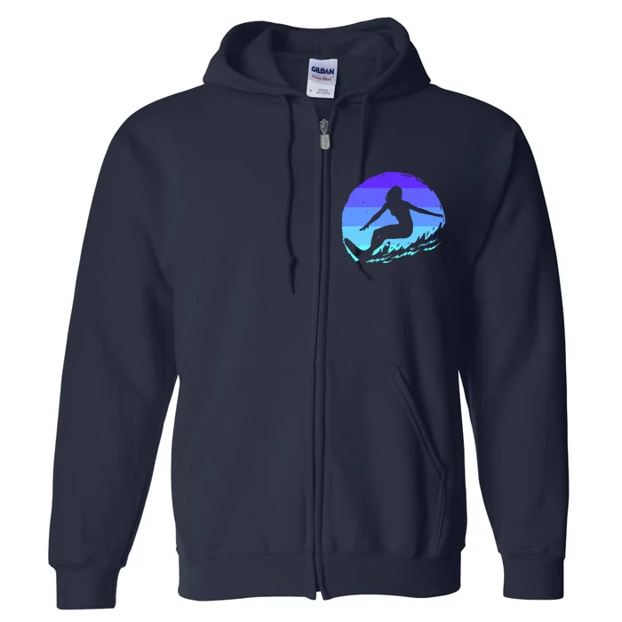 Surf Art For Women Beach Surfer Hawaiian Wave Surfing Full Zip Hoodie