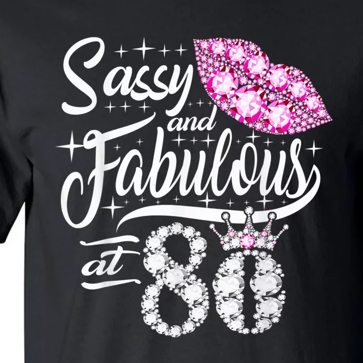 Sassy and fabulous at 80 Years Old 80th Birthday crown lips Tall T-Shirt