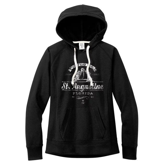 St. Augustine Fl Sailboat Vintage Nautical Women's Fleece Hoodie