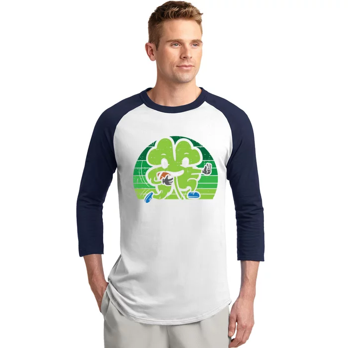 Shamrock American Football St Patricks Day Gift Baseball Sleeve Shirt