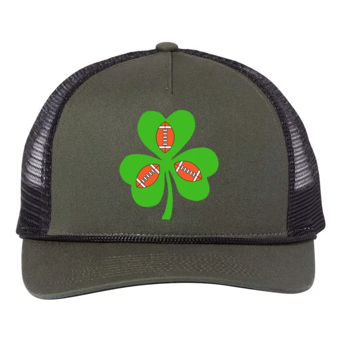 Shamrock American Football St Patrick's Day Funny Meaningful Gift Retro Rope Trucker Hat Cap