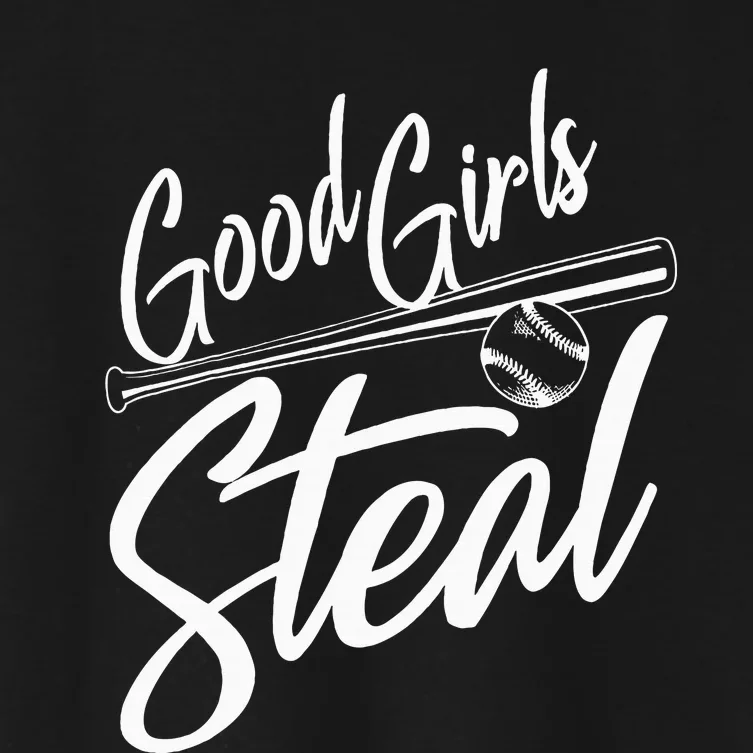 Softball Art For Women Good Girl Steal Baseball Pitcher Women's Crop Top Tee