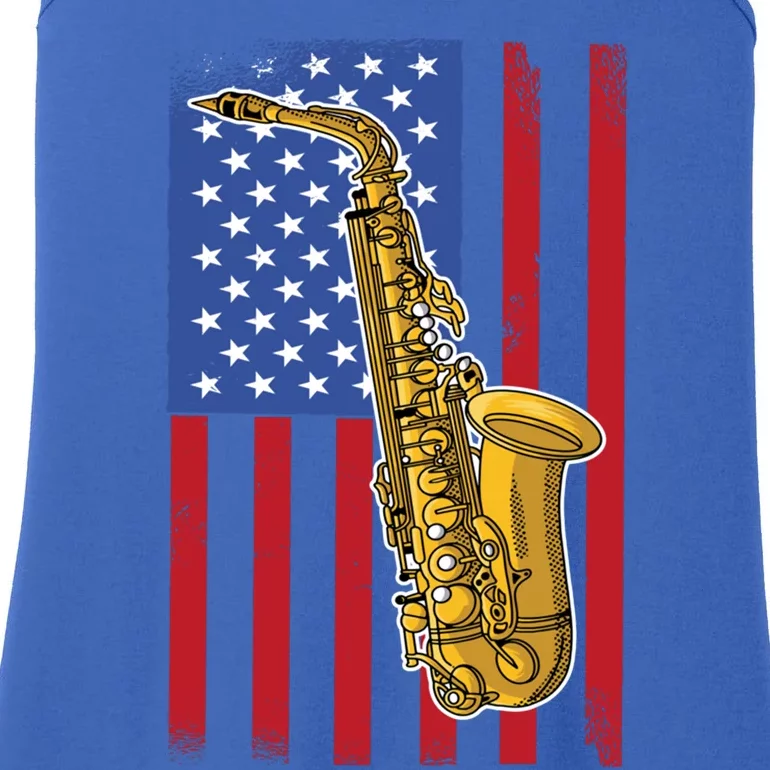 Saxophone American Flag 4th Of July Musical Instrut Cool Gift Ladies Essential Tank