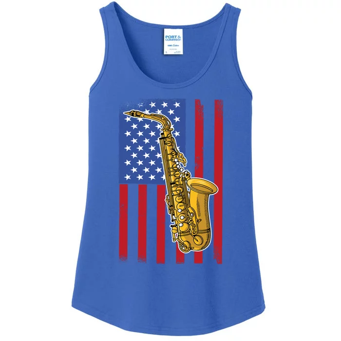 Saxophone American Flag 4th Of July Musical Instrut Cool Gift Ladies Essential Tank