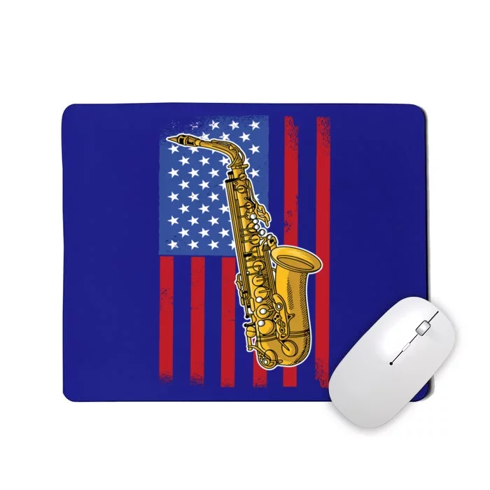 Saxophone American Flag 4th Of July Musical Instrut Cool Gift Mousepad