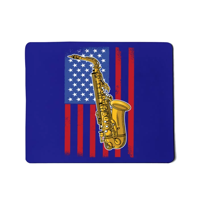 Saxophone American Flag 4th Of July Musical Instrut Cool Gift Mousepad