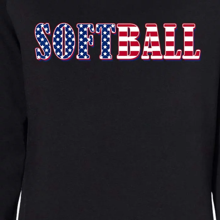 Softball American Flag Softball Womens California Wash Sweatshirt