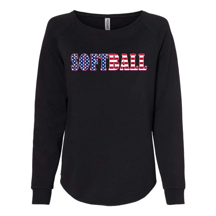 Softball American Flag Softball Womens California Wash Sweatshirt