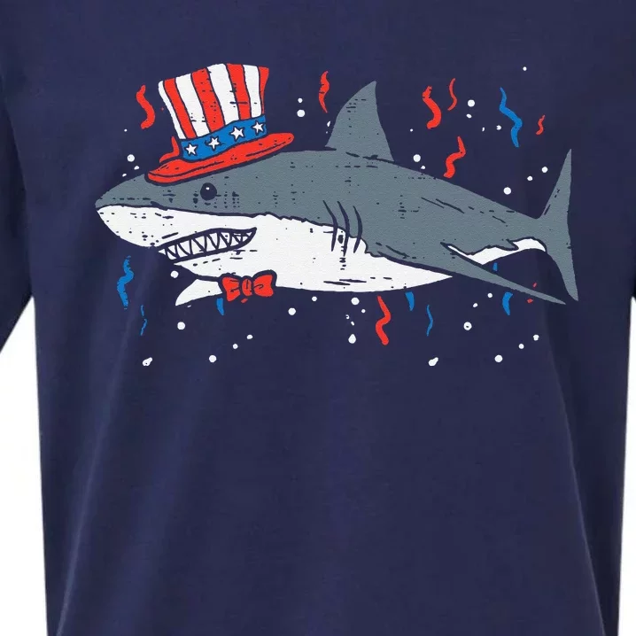 Shark American Flag USA 4th Of July Fourth Patriot Animal Sueded Cloud Jersey T-Shirt